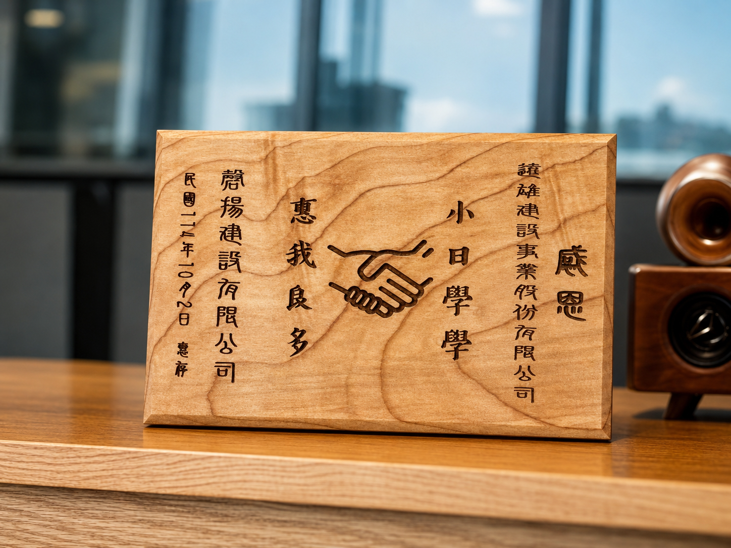 遠雄建設致贈磬揚建設小日學學感謝牌